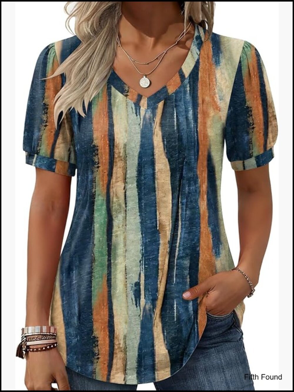 Women's Boho Puff Sleeve Blouse Pleated Tunic Top V Neck Casual Shirt Solid